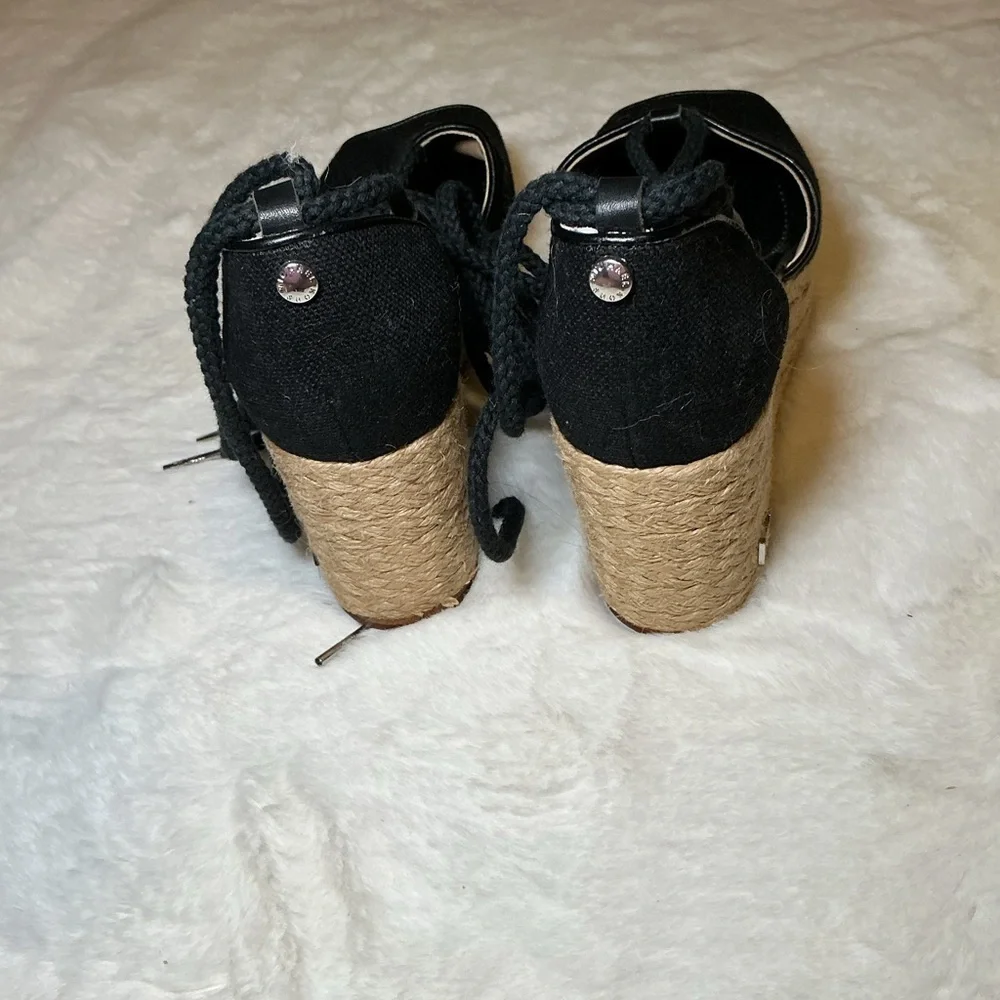 Michael Kors Stylish Black Espadrille Wedge Sandals